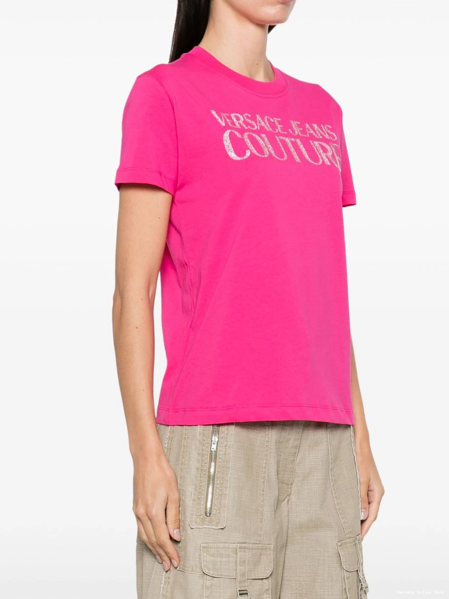 Cheap Jeans Women Versace glittered-logo T-shirt cotton Couture 0419